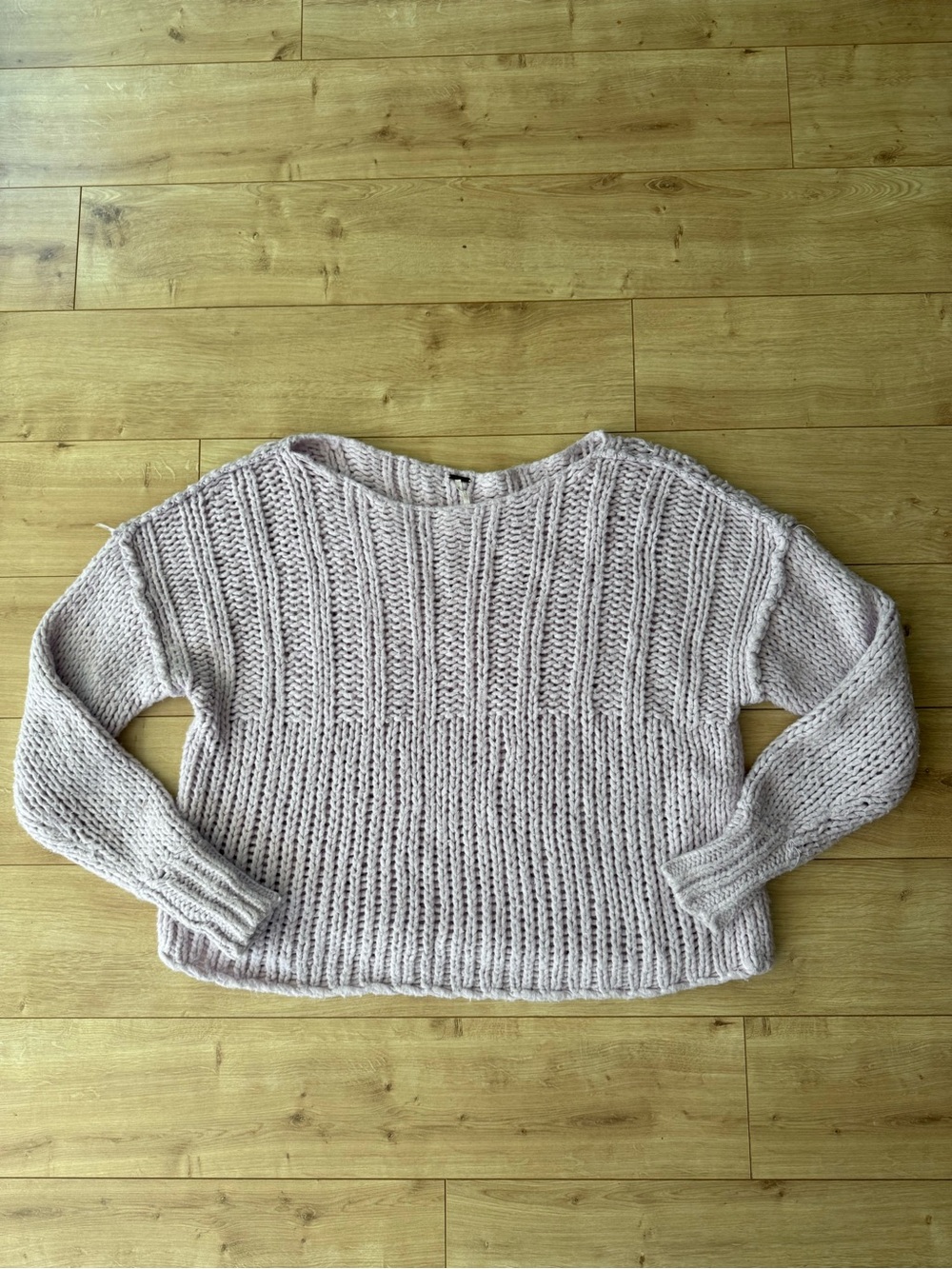 Free People Leslie Chunky Knit Sweater Lavender Oversized XS Slouchy